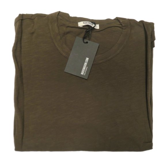 Buck Mason Mens Resin Slub T-Shirt Curved Hem L/S - Picture 5 of 10